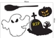 Decal trang trí Halloween combo bí ngô và bóng ma 04