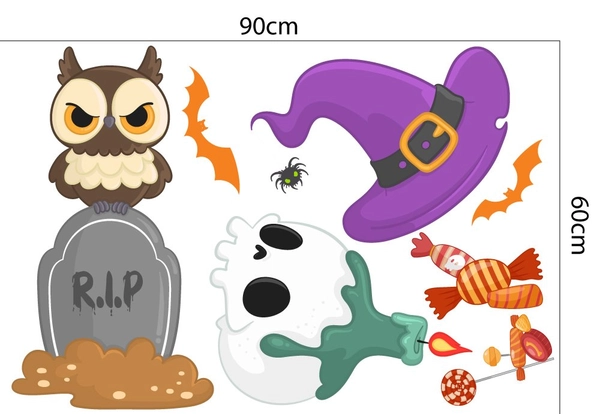 Decal trang trí Halloween combo bí ngô và bóng ma 2