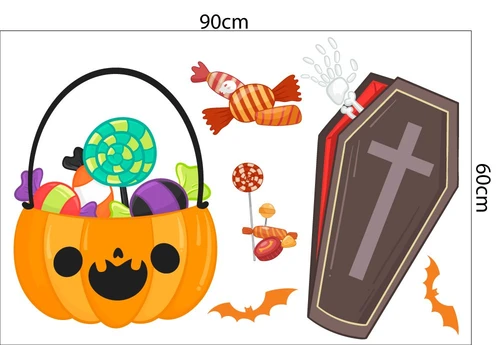 Decal trang trí Halloween combo bí ngô và bóng ma 2