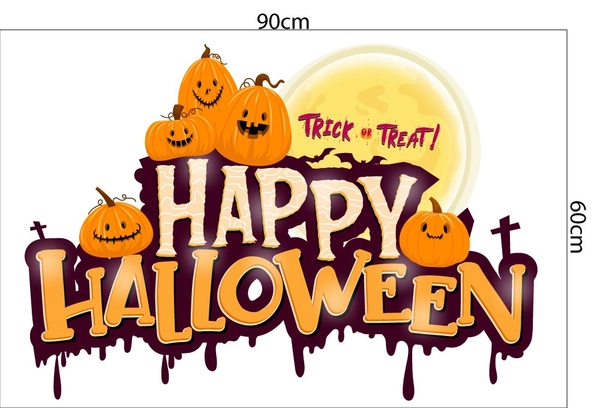Decal trang trí Halloween combo bí ngô và bóng ma