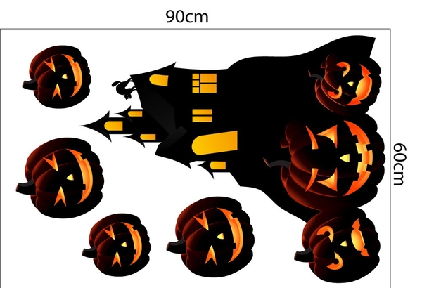 Decal trang trí Halloween combo Đêm đáng sợ 01