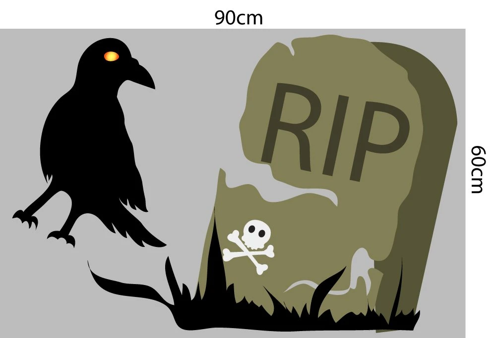 Decal trang trí Halloween combo phù thủy bóng ma 02