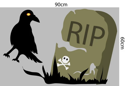 Decal trang trí Halloween combo phù thủy bóng ma 02