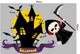 Decal trang trí Halloween combo phù thủy bóng ma
