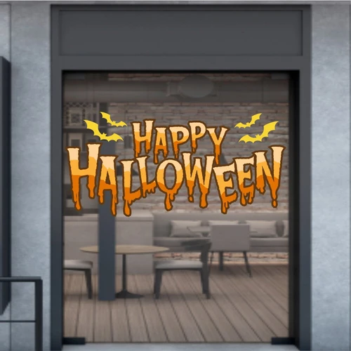 Decal trang trí halloween happy halloween và dơi