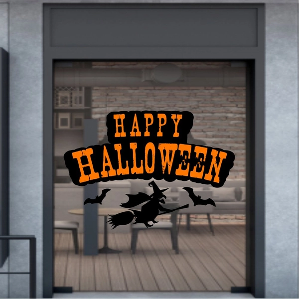 Decal trang trí halloween phù thủy bay