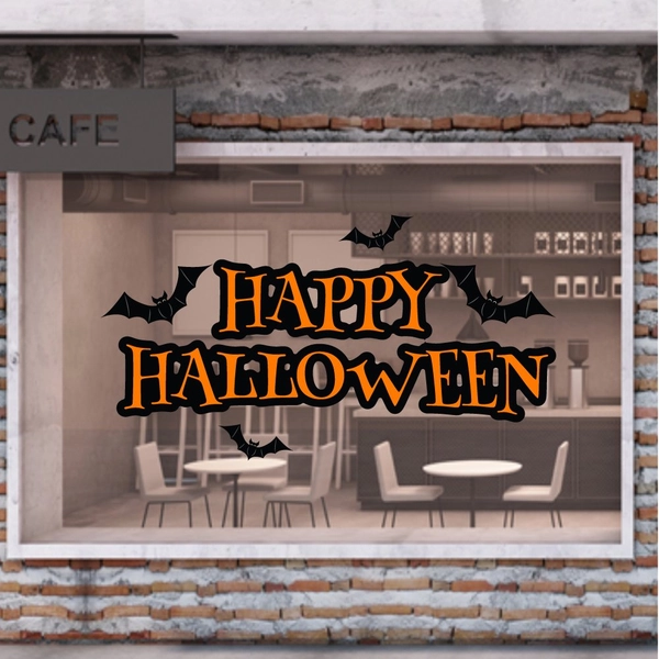 Decal trang trí halloween và dơi đen