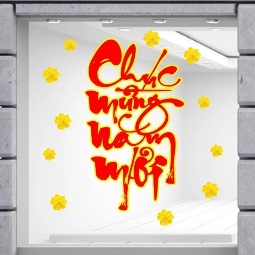 Decal trang trí tết chúc mừng năm mới mẫu 5