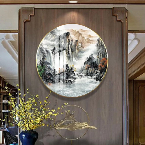 Tranh Tròn Tráng Gương Núi Rừng Hùng Vĩ