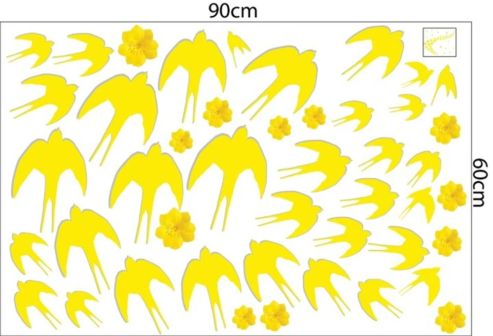Decal trang trí tết én vàng đón xuân mẫu 3