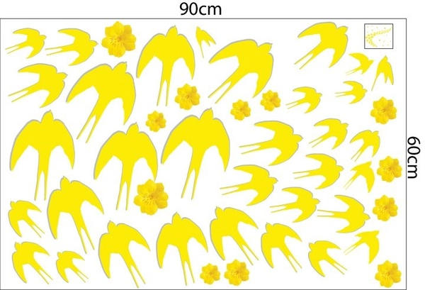 Decal trang trí tết én vàng đón xuân mẫu 3
