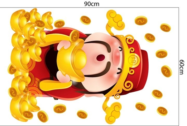 Decal trang trí tết thần tài tặng vàng ngày tết mẫu 2