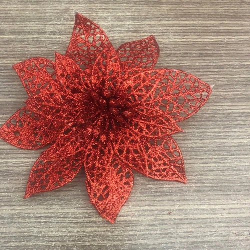 Hoa trạng nguyên kim tuyến 6 trang trí noel