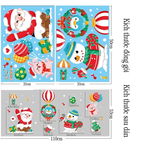 Decal trang trí noel vui đùa dưới trời tuyết