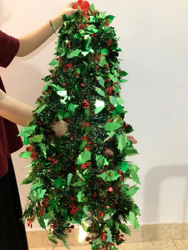 Dây chồn kim tuyến xanh lá trang trí cây thông noel