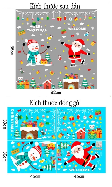 Decal 2 mặt trang trí noel không khí giáng sinh 2