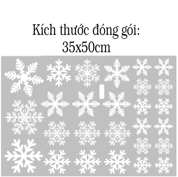 Decal tĩnh điện 2 mặt trang trí noel những bông tuyết trắng