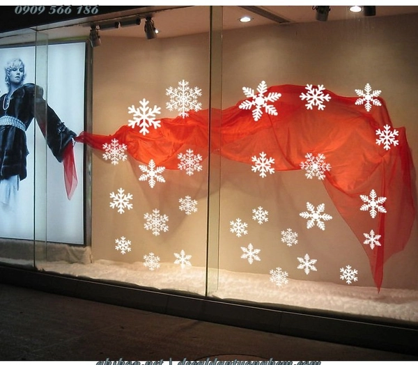 Decal tĩnh điện 2 mặt trang trí noel những bông tuyết trắng