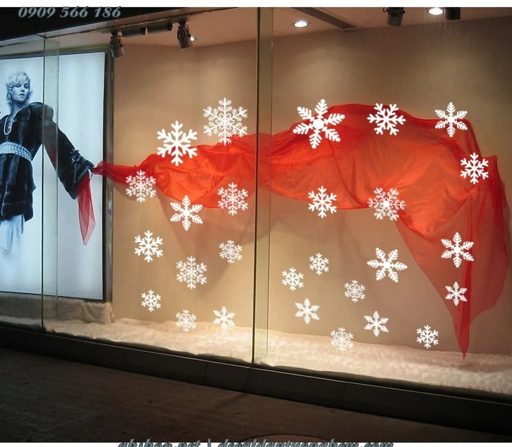 Decal trang trí noel những bông tuyết trắng