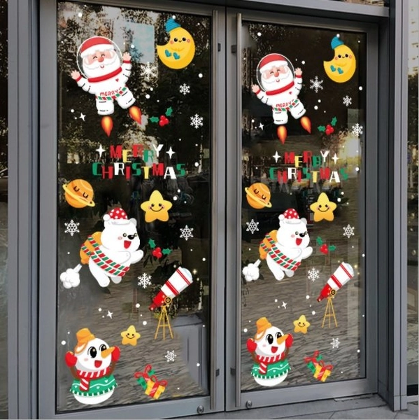 Decal tĩnh điện 2 mặt trang trí noel những người bạn giáng sinh 2