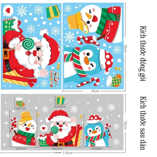 Decal trang trí noel những người bạn noel vẫy tay 2