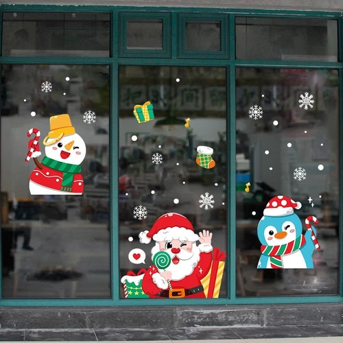 Decal trang trí noel những người bạn noel vẫy tay 2