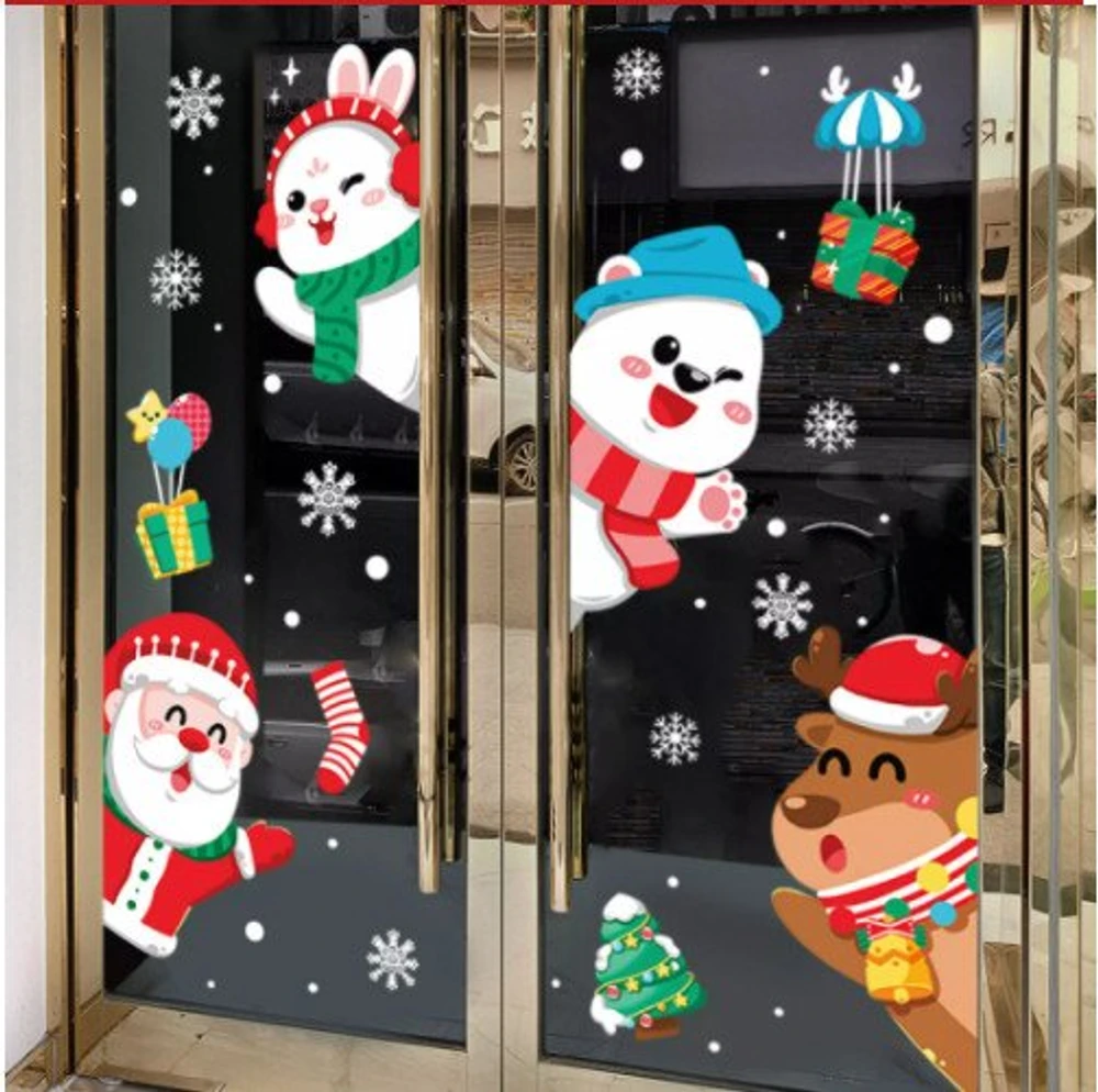 Decal trang trí noel những người bạn noel vẫy tay