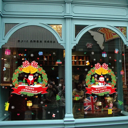 Decal trang trí noel vòng nguyệt quế và hộp quà