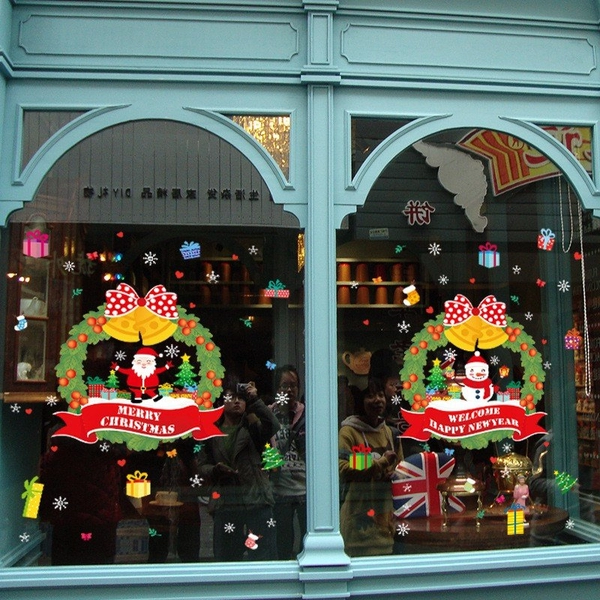 Decal 2 mặt trang trí noel vòng nguyệt quế và hộp quà