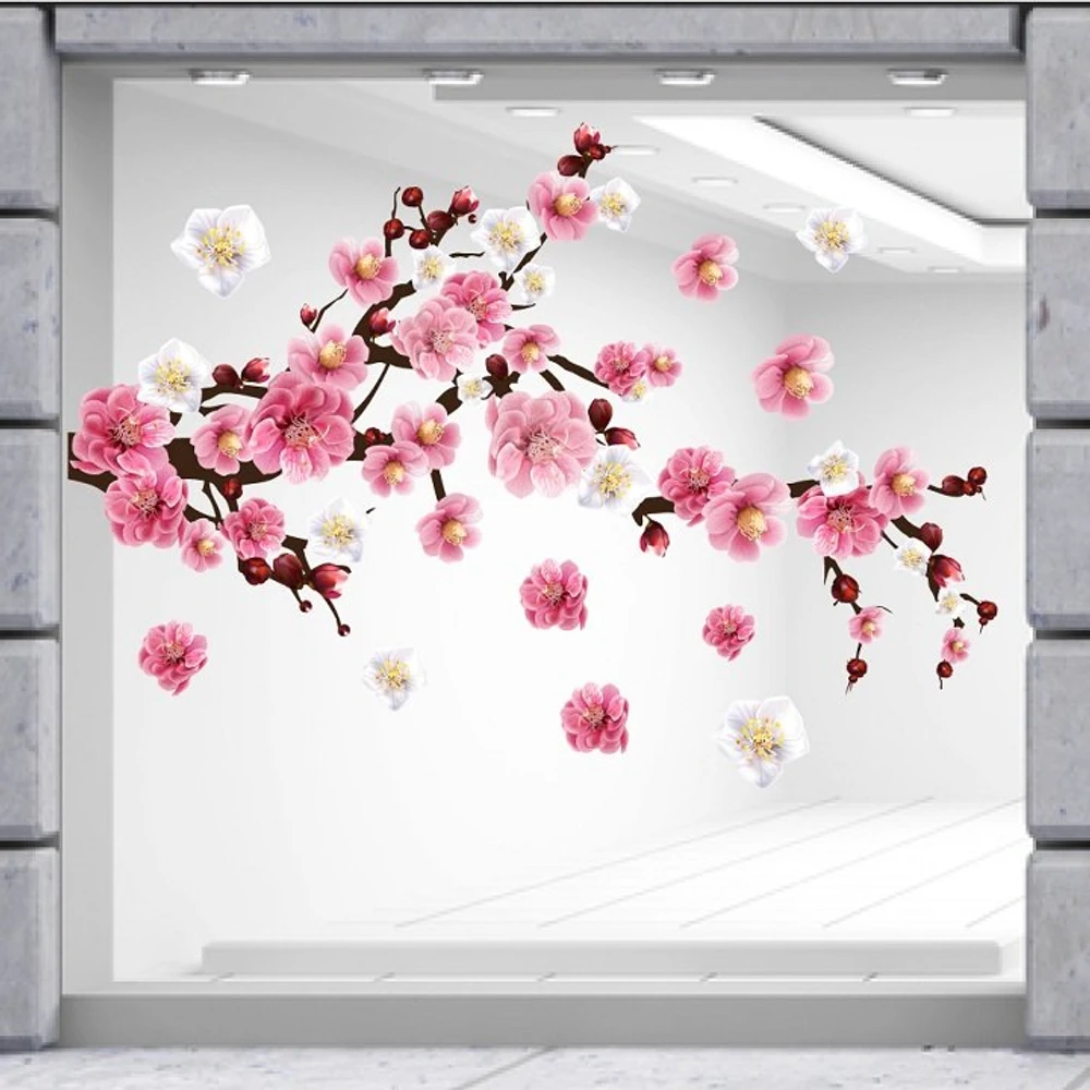 Decal trang trí tết cành đào hồng 4