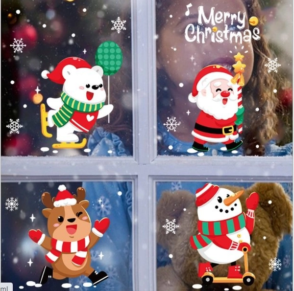 Decal tĩnh điện 2 mặt trang trí noel những người bạn giáng sinh