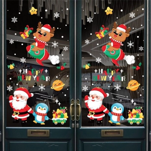 Decal tĩnh điện 2 mặt trang trí noel thiên hà giáng sinh