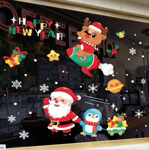 Decal tĩnh điện 2 mặt trang trí noel thiên hà giáng sinh