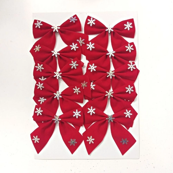Set 10 nơ nhung đỏ bông tuyết trang trí giáng sinh