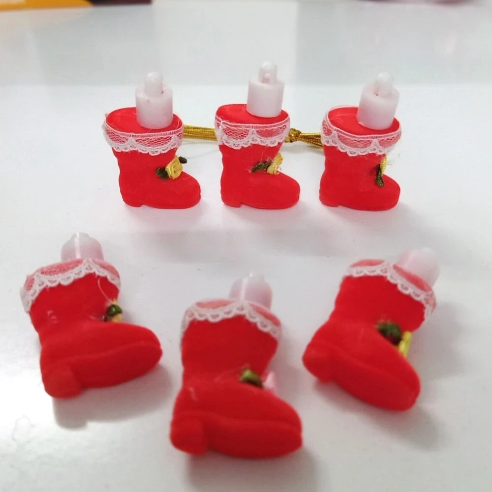 Sét 6 giày giáng sinh phụ kiện treo trang trí noel - Đỏ