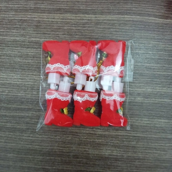 Sét 6 giày giáng sinh phụ kiện treo trang trí noel - Đỏ