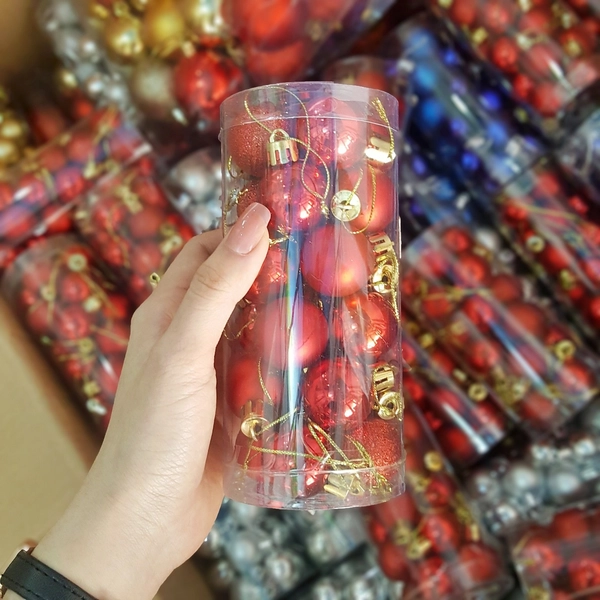 Hộp 24 quả châu mini 3cm trang trí noel