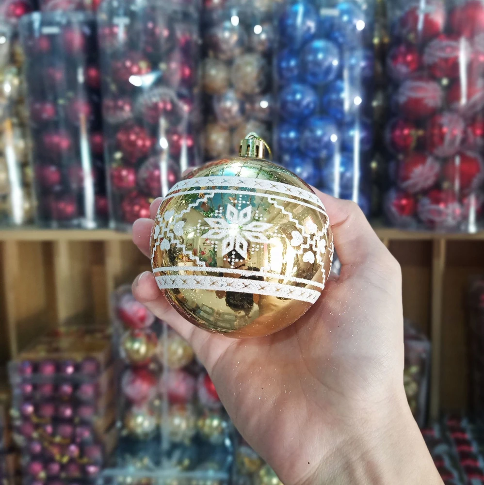 Hộp 24 châu họa tiết 2 màu châu đỏ nhám và châu vàng bóng