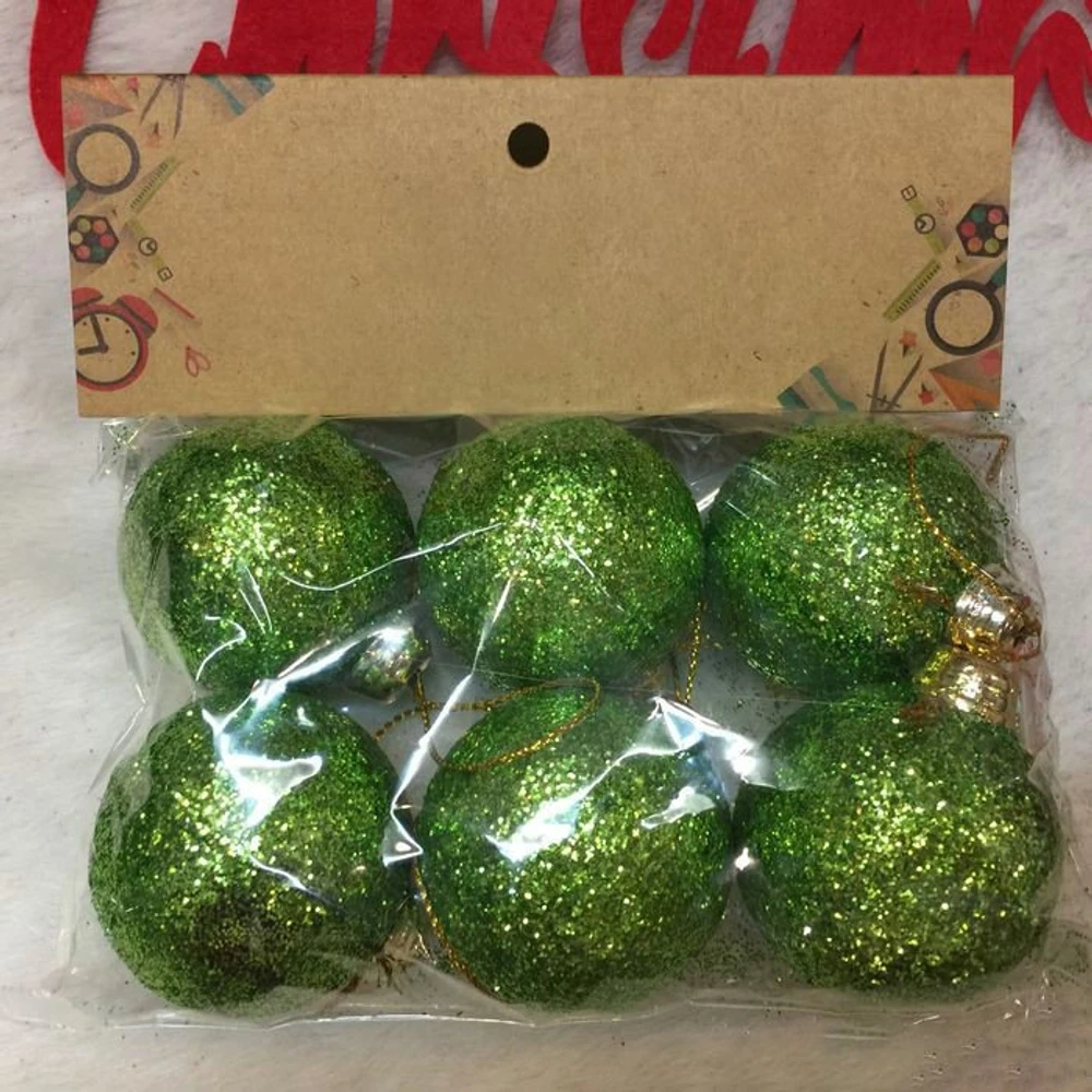 Đồ trang trí noel 6 quả châu kim tuyến