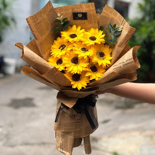 Bó 9 hoa hướng dương sáp thơm