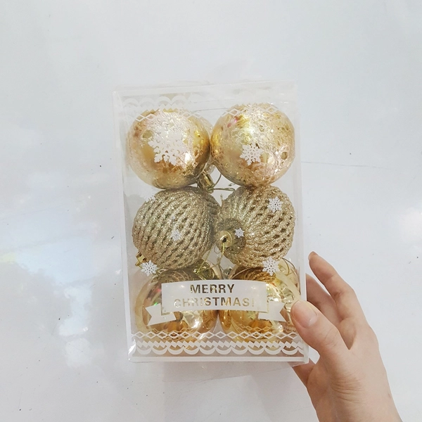 Hộp 12 quả châu giáng sinh đỏ cao cấp size 6 li