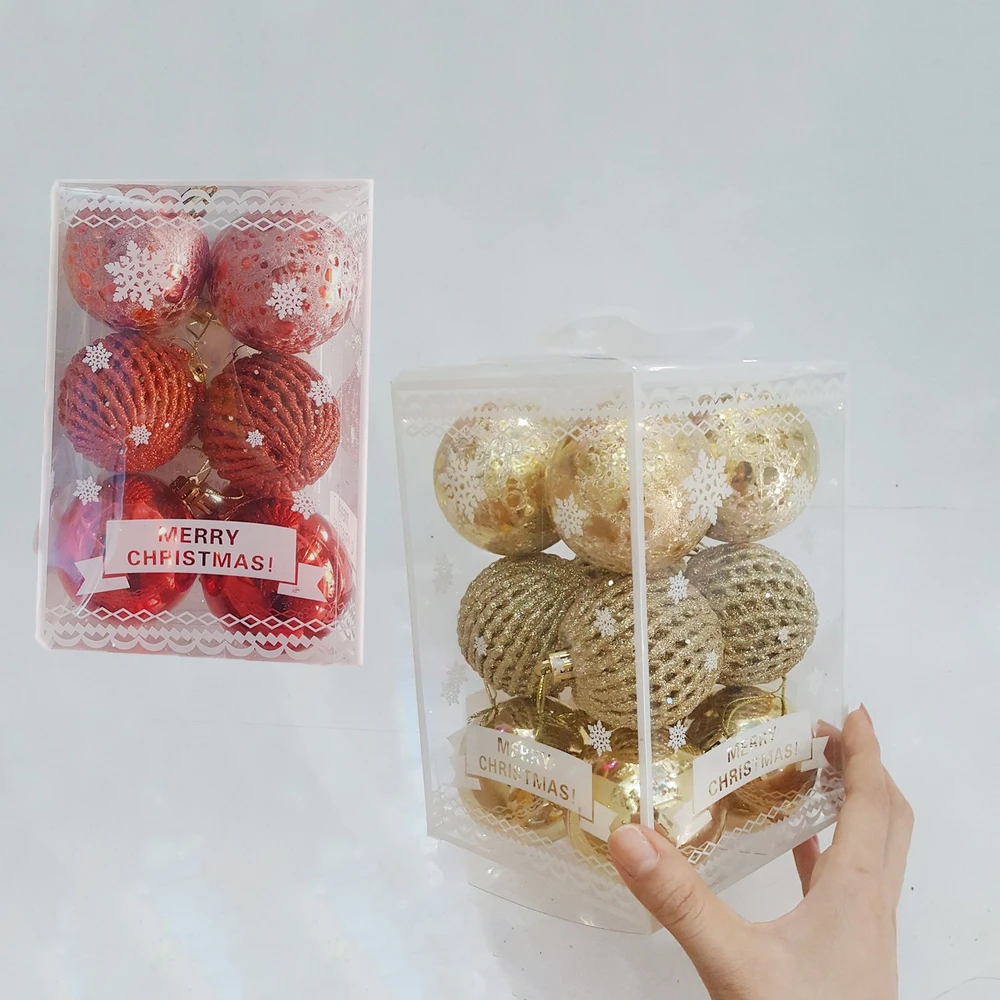 Hộp 12 quả châu giáng sinh đỏ cao cấp size 6 li