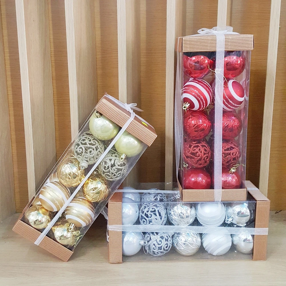 Hộp 20 quả châu họa tiết giáng sinh trang trí cây thông noel