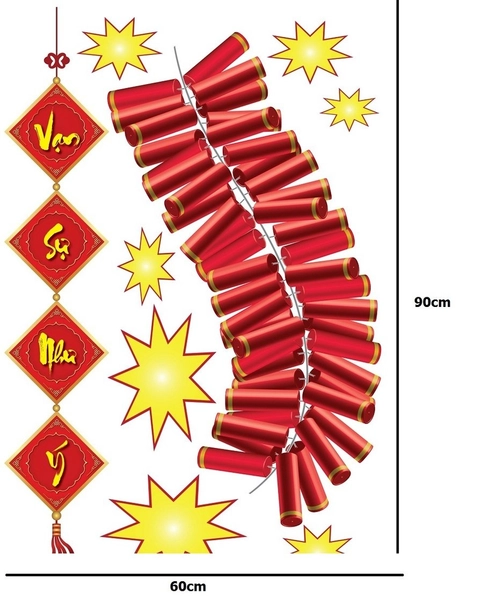 Combo decal trang trí tết múa lân như ý