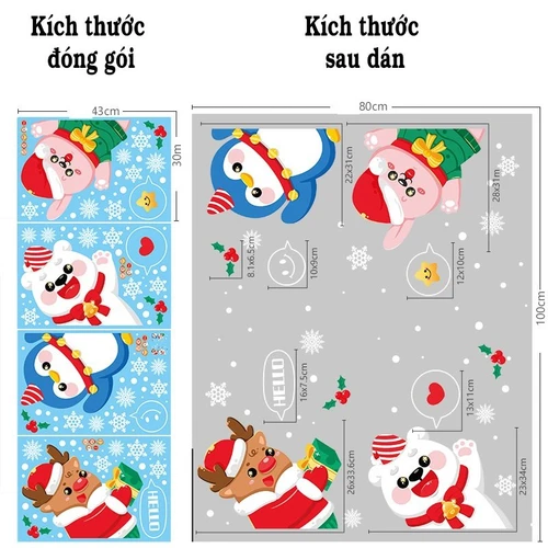 Decal 2 mặt trang trí noel những người bạn noel 3