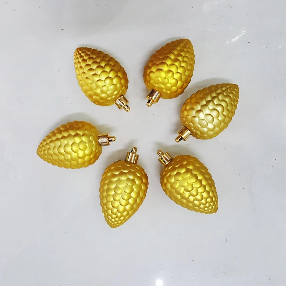 Set 6 trái thông sơn bóng mờ trang trí cây thông noel