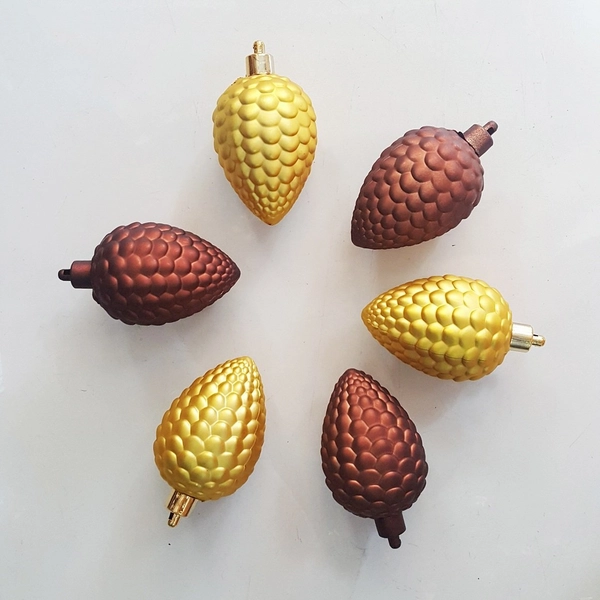 Set 6 quả thông sơn bóng mờ trang trí cây thông noel