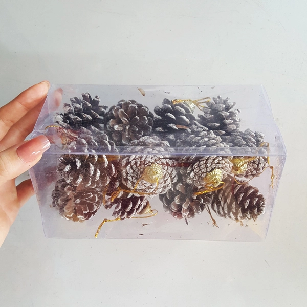 Hộp 16 quả thông treo trang trí noel