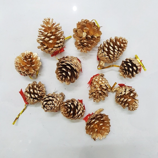 Set 12 quả thông trang trí noel 3 màu size nhỏ