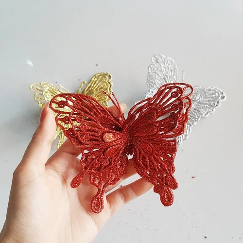 Combo 5 con bướm kim tuyến phụ kiện trang trí